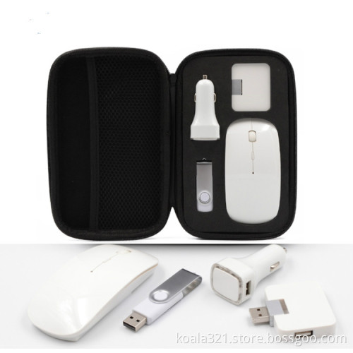 Custom Business Gift Set Promotional Gift Set Red Christmas Gift Set with usb flash drive car charger